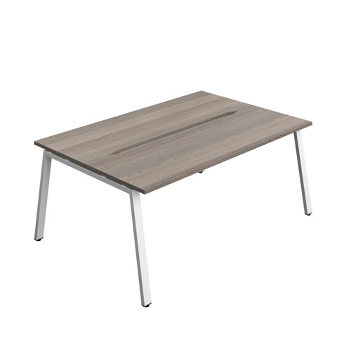 Synergy Bench with Cut Out: 2 Person (FSC) : A-Frame Leg : 1800 700 Grey Oak/White