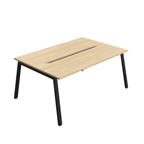 Synergy Bench with Cut Out: 2 Person (FSC) : A-Frame Leg : 1800 700 Nova Oak/Black