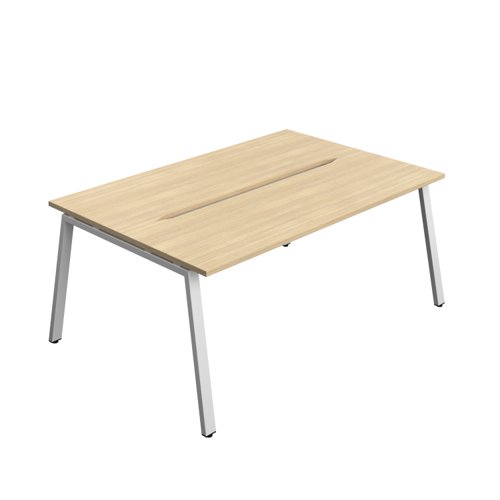 Synergy Bench with Cut Out: 2 Person (FSC) : A-Frame Leg : 1800 700 Nova Oak/Silver