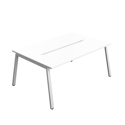 Synergy Bench with Cut Out: 2 Person (FSC) : A-Frame Leg : 1800 700 White/Silver