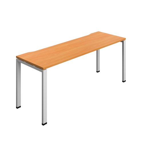 Synergy Bench with Cut Out: 1 Person (FSC) : Goal Post Leg : 1800 700 Beech/Silver