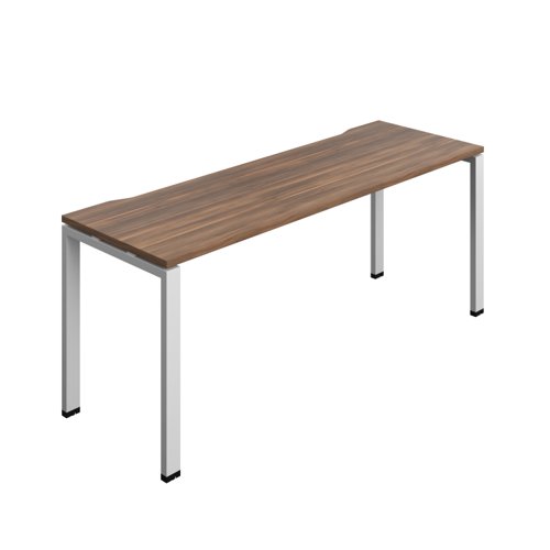 Synergy Bench with Cut Out: 1 Person (FSC) : Goal Post Leg : 1800 700 Dark Walnut/Silver