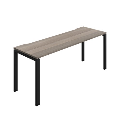 Synergy Bench with Cut Out: 1 Person (FSC) : Goal Post Leg : 1800 700 Grey Oak/Black