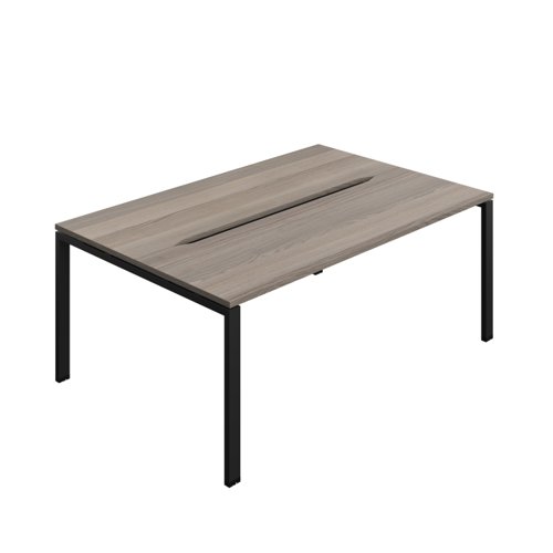 Synergy Bench with Cut Out: 2 Person (FSC) : Goal Post Leg : 1800 700 Grey Oak/Black