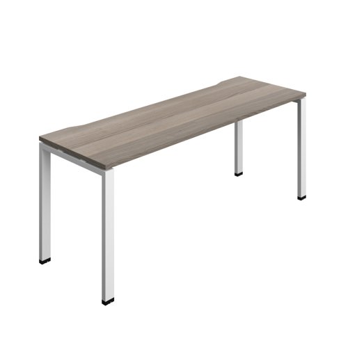 Synergy Bench with Cut Out: 1 Person (FSC) : Goal Post Leg : 1800 700 Grey Oak/White