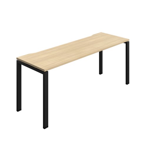 Synergy Bench with Cut Out: 1 Person (FSC) : Goal Post Leg : 1800 700 Nova Oak/Black