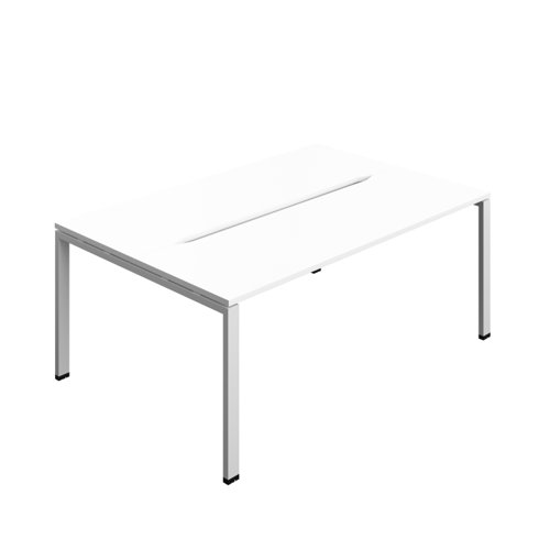 Synergy Bench with Cut Out: 2 Person (FSC) : Goal Post Leg : 1800 700 White/Silver