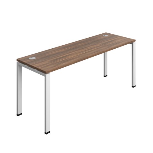 Synergy Bench with Cable Ports: 1 Person (FSC) : Goal Post Leg : 1800 700 Dark Walnut/White