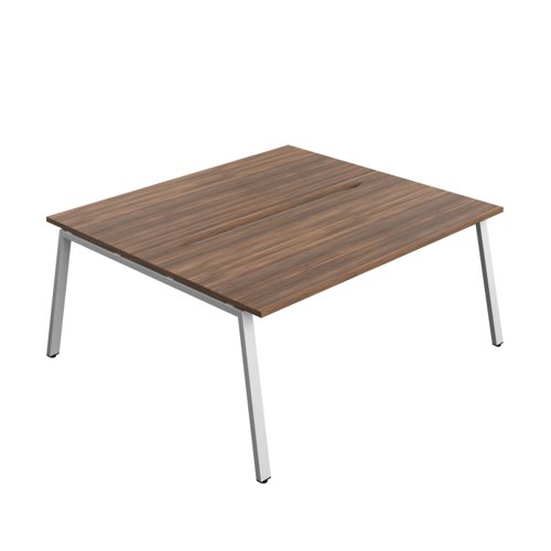 Synergy Bench with Cut Out: 2 Person (FSC) : A-Frame Leg : 1800 800 Dark Walnut/Silver