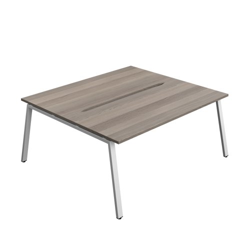 Synergy Bench with Cut Out: 2 Person (FSC) : A-Frame Leg : 1800 800 Grey Oak/Silver
