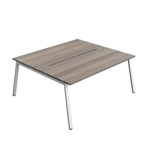 Synergy Bench with Cut Out: 2 Person (FSC) : A-Frame Leg : 1800 800 Grey Oak/White