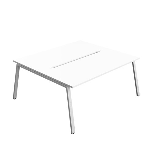 Synergy Bench with Cut Out: 2 Person (FSC) : A-Frame Leg : 1800 800 White/Silver
