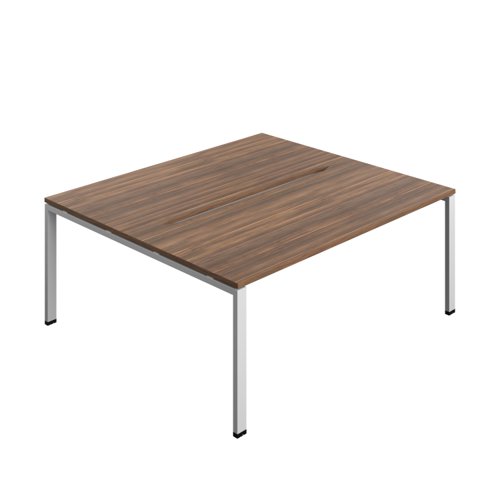 Synergy Bench with Cut Out: 2 Person (FSC) : Goal Post Leg : 1800 800 Dark Walnut/Silver