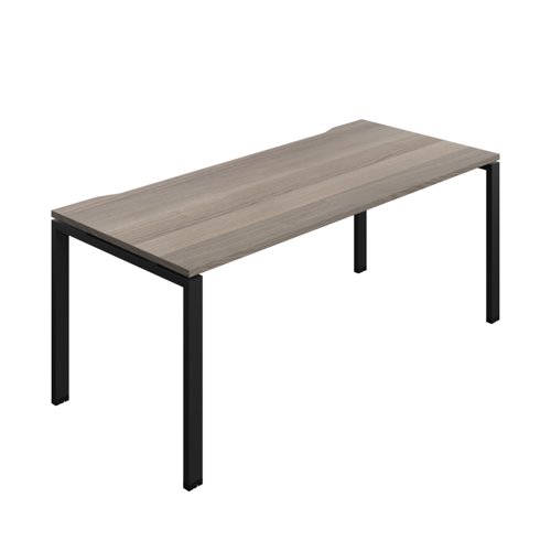 Synergy Bench with Cut Out: 1 Person (FSC) : Goal Post Leg : 1800 800 Grey Oak/Black