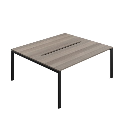 Synergy Bench with Cut Out: 2 Person (FSC) : Goal Post Leg : 1800 800 Grey Oak/Black