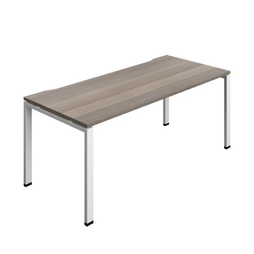 Synergy Bench with Cut Out: 1 Person (FSC) : Goal Post Leg : 1800 800 Grey Oak/White
