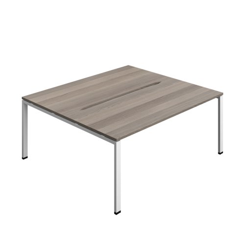 Synergy Bench with Cut Out: 2 Person (FSC) : Goal Post Leg : 1800 800 Grey Oak/White