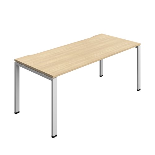 Synergy Bench with Cut Out: 1 Person (FSC) : Goal Post Leg : 1800 800 Nova Oak/Silver
