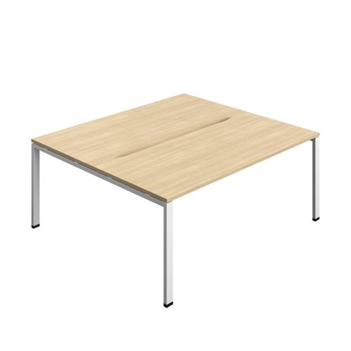 Synergy Bench with Cut Out: 2 Person (FSC) : Goal Post Leg : 1800 800 Nova Oak/White