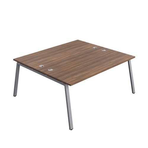 Synergy Bench with Cable Ports: 2 Person (FSC) : A-Frame Leg : 1800 800 Dark Walnut/Silver