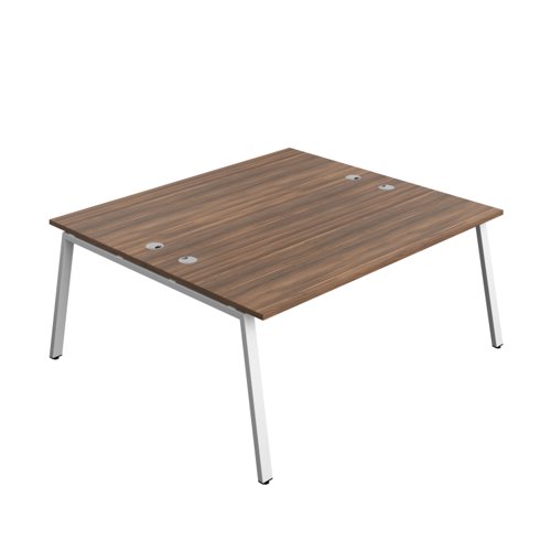 Synergy Bench with Cable Ports: 2 Person (FSC) : A-Frame Leg : 1800 800 Dark Walnut/White