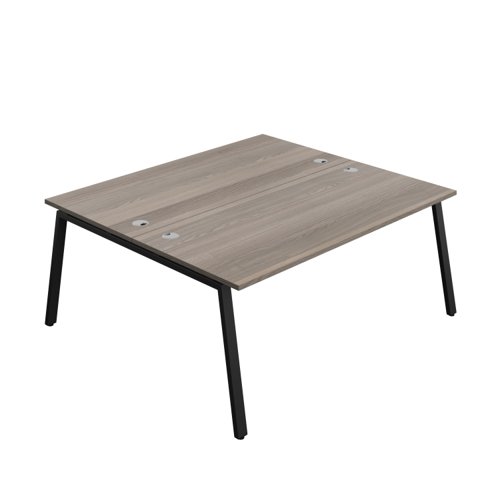 Synergy Bench with Cable Ports: 2 Person (FSC) : A-Frame Leg : 1800 800 Grey Oak/Black