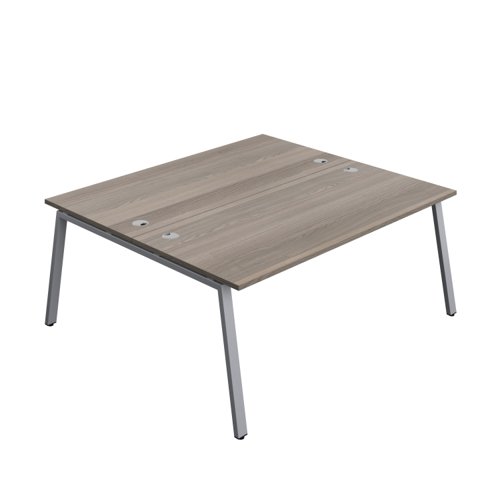 Synergy Bench with Cable Ports: 2 Person (FSC) : A-Frame Leg : 1800 800 Grey Oak/Silver