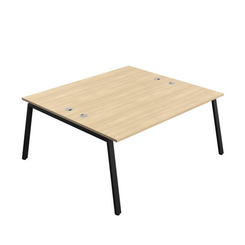 Synergy Bench with Cable Ports: 2 Person (FSC) : A-Frame Leg : 1800 800 Nova Oak/Black