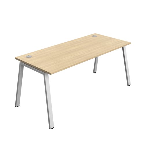 Synergy Bench with Cable Ports: 1 Person (FSC) : A-Frame Leg : 1800 800 Nova Oak/Silver