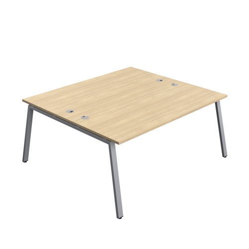 Synergy Bench with Cable Ports: 2 Person (FSC) : A-Frame Leg : 1800 800 Nova Oak/Silver