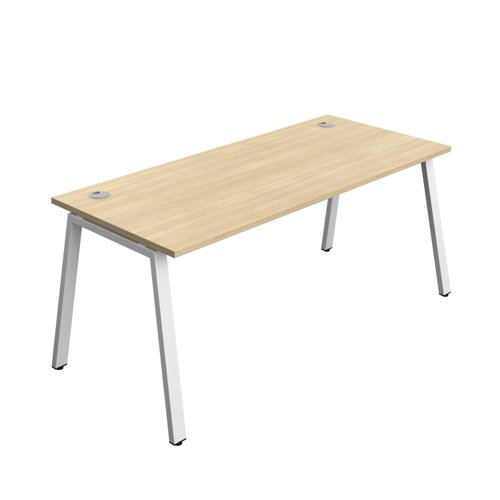 Synergy Bench with Cable Ports: 1 Person (FSC) : A-Frame Leg : 1800 800 Nova Oak/White