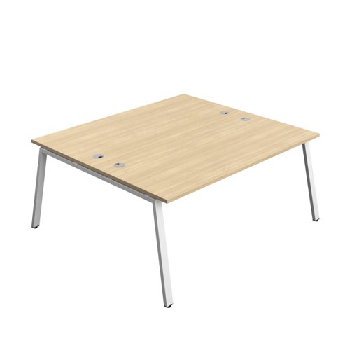 Synergy Bench with Cable Ports: 2 Person (FSC) : A-Frame Leg : 1800 800 Nova Oak/White