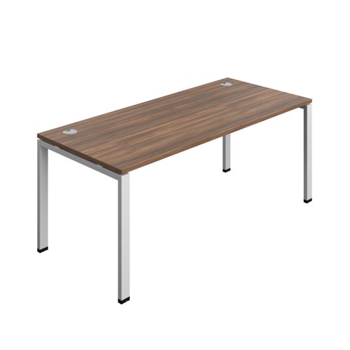 Synergy Bench with Cable Ports: 1 Person (FSC) : Goal Post Leg : 1800 800 Dark Walnut/Silver