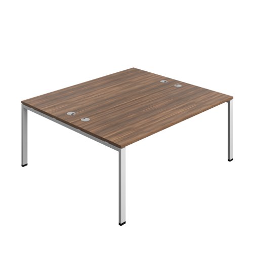 Synergy Bench with Cable Ports: 2 Person (FSC) : Goal Post Leg : 1800 800 Dark Walnut/Silver
