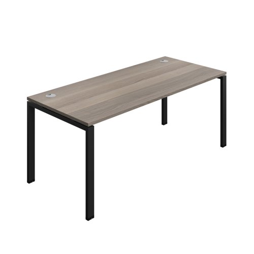 Synergy Bench with Cable Ports: 1 Person (FSC) : Goal Post Leg : 1800 800 Grey Oak/Black