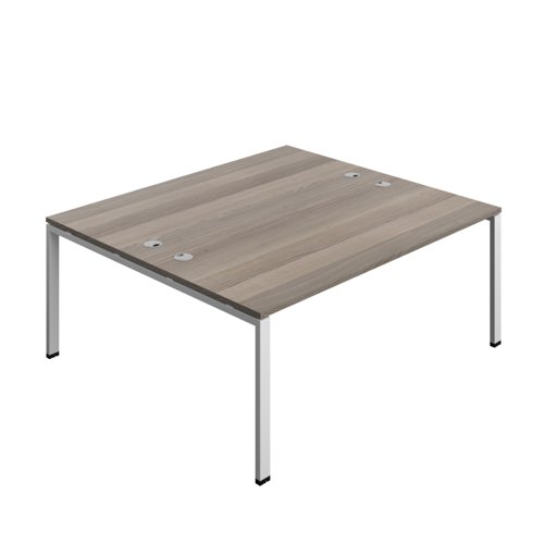 Synergy Bench with Cable Ports: 2 Person (FSC) : Goal Post Leg : 1800 800 Grey Oak/Silver