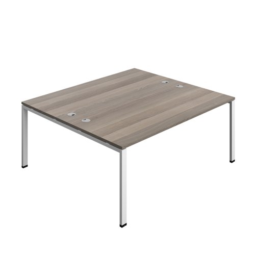 Synergy Bench with Cable Ports: 2 Person (FSC) : Goal Post Leg : 1800 800 Grey Oak/White