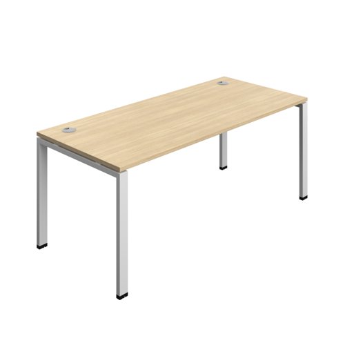 Synergy Bench with Cable Ports: 1 Person (FSC) : Goal Post Leg : 1800 800 Nova Oak/Silver