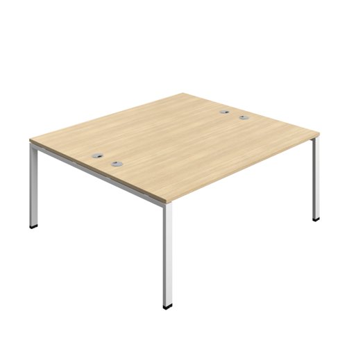 Synergy Bench with Cable Ports: 2 Person (FSC) : Goal Post Leg : 1800 800 Nova Oak/White