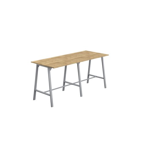 Titan High Maker Rectangular Table (FSC) 1200 X 1000 Silver/Natural Nebraska Oak