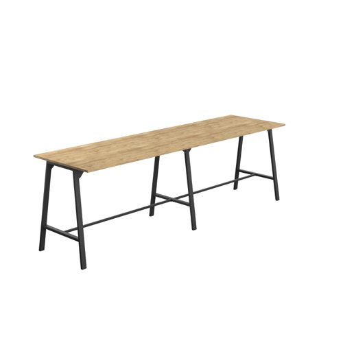 Titan High Maker Rectangular Table (FSC) 1800 X 1000 Black/Natural Nebraska Oak