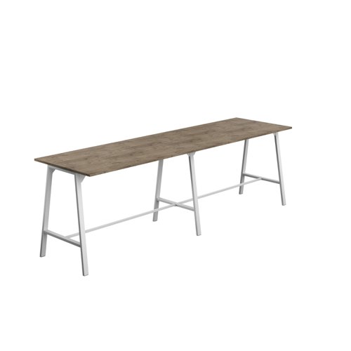 Titan High Maker Rectangular Table (FSC) 1800 X 1000 White/Grey Nebraska Oak