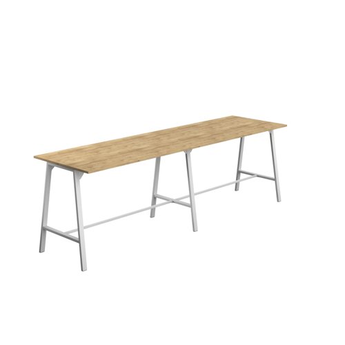 Titan High Maker Rectangular Table (FSC) 1800 X 1000 White/Natural Nebraska Oak