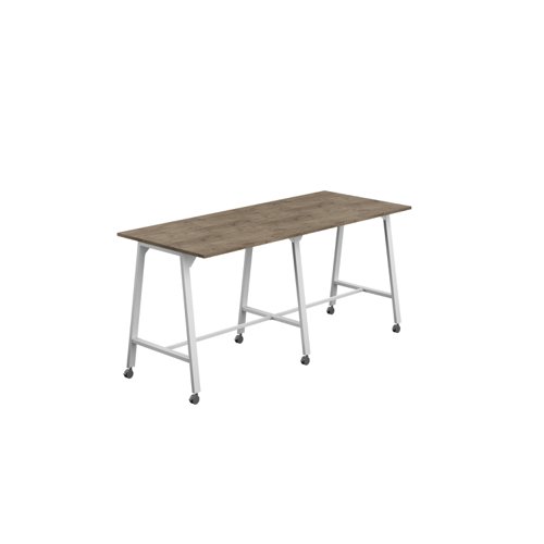 Titan Mobile High Maker Rectangular Table (FSC) 1200 X 1000 White/Grey Nebraska Oak