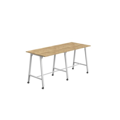 Titan Mobile High Maker Rectangular Table (FSC) 1200 X 1000 White/Natural Nebraska Oak