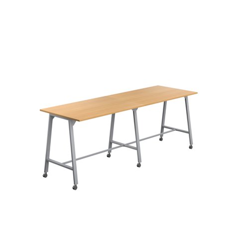 Titan Mobile High Maker Rectangular Table (FSC) 1500 X 1000 Silver/Ellmau Beech