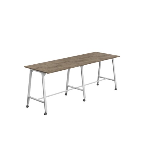 Titan Mobile High Maker Rectangular Table (FSC) 1500 X 1000 White/Grey Nebraska Oak