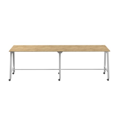 Titan Mobile High Maker Rectangular Table (FSC) 1800 X 1000 White/Natural Nebraska Oak