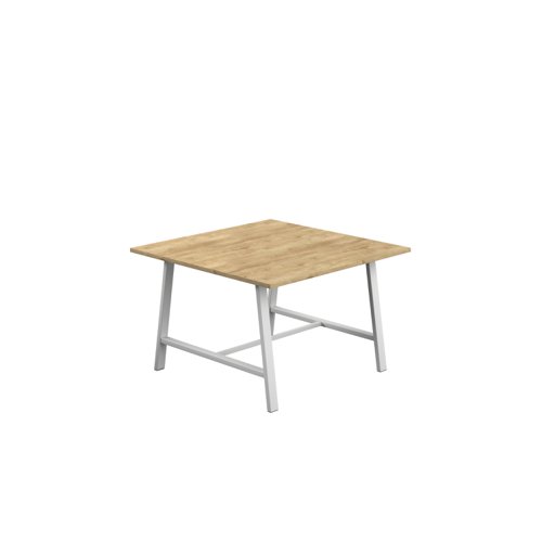 Titan Low Maker Rectangular Table (FSC) 1200 X 1000 White/Natural Nebraska Oak