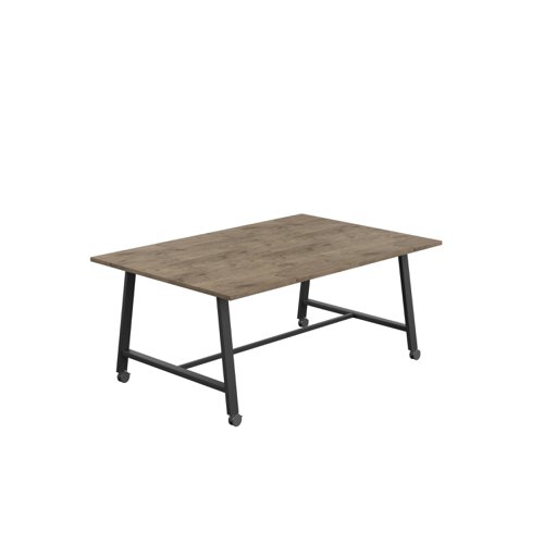 Titan Mobile Low Maker Rectangular Table (FSC) 1800 X 1000 Black/Grey Nebraska Oak